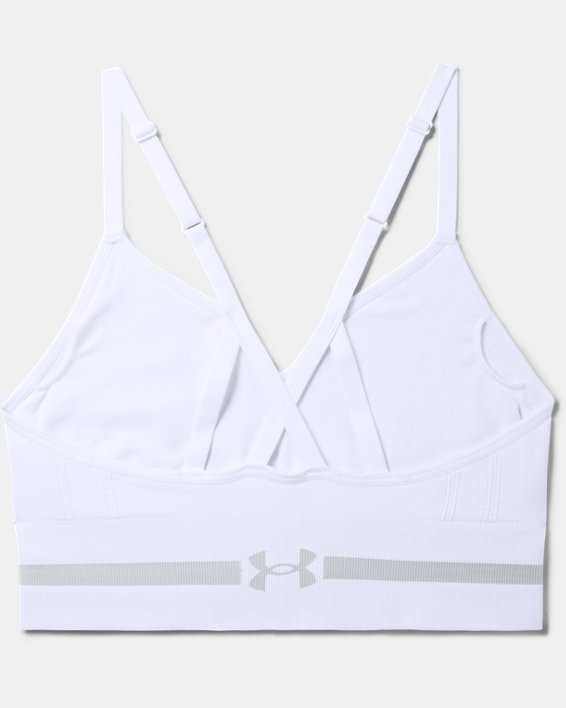 Women's UA Seamless Low Long Sports Bra, White, pdpMainDesktop image number 9